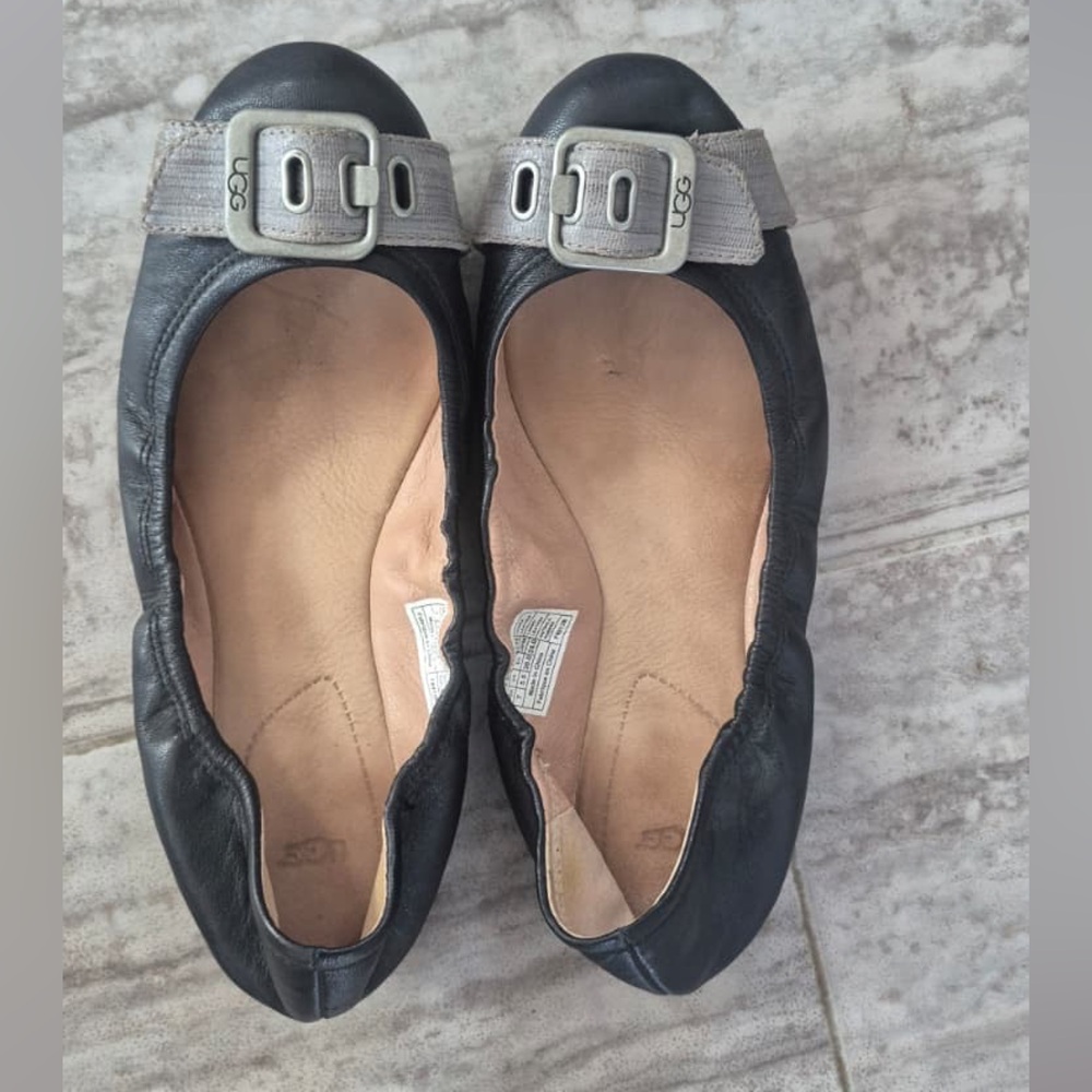 UGG Women's Black Flats with Gray Buckle